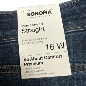 Sonoma All About Comfort Jeans Womens Plus 16W More Curvy Straight Stretch NWT